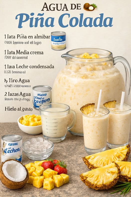 Agua de Piña Colada Casera