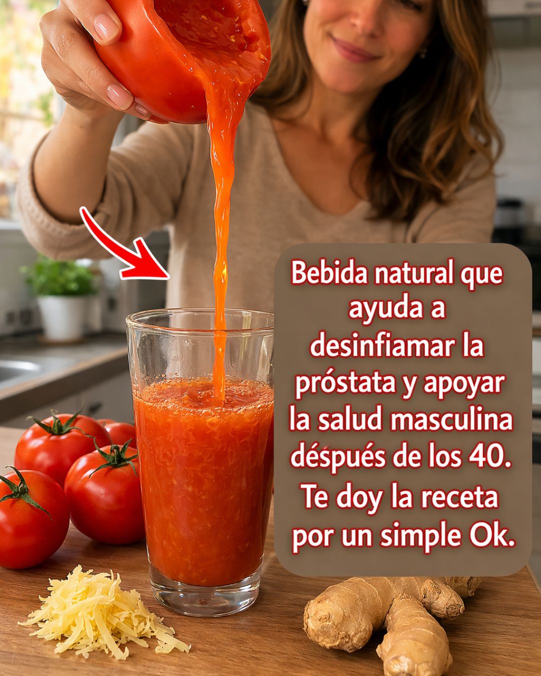 Ingredientes para el licuado de tomate y jengibre