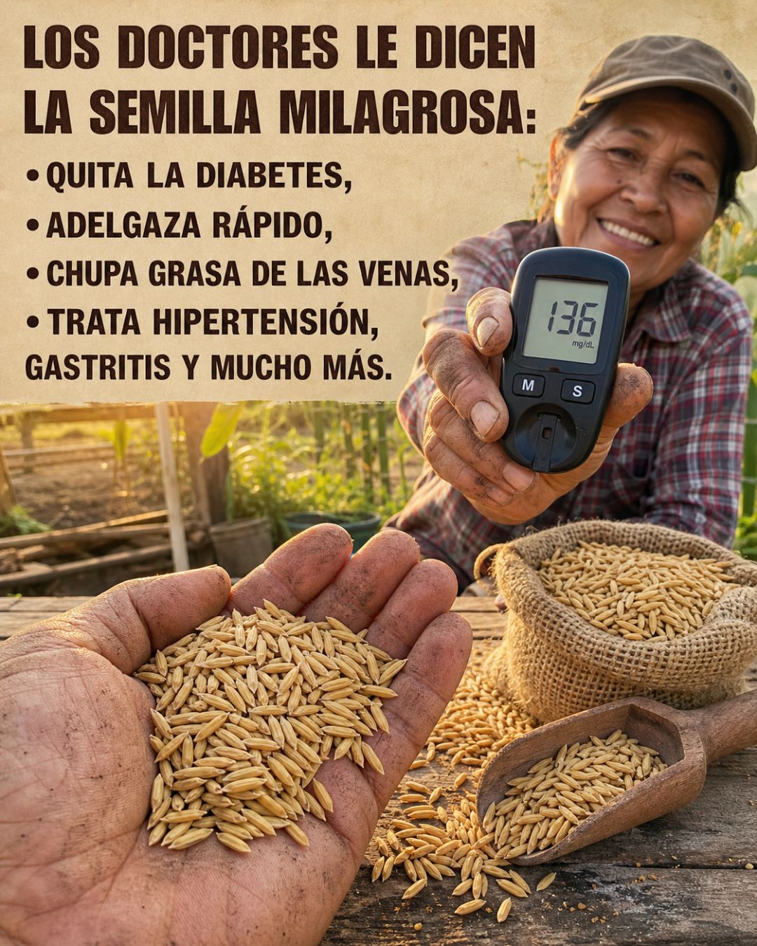 Semilla milagrosa y medidor de glucosa