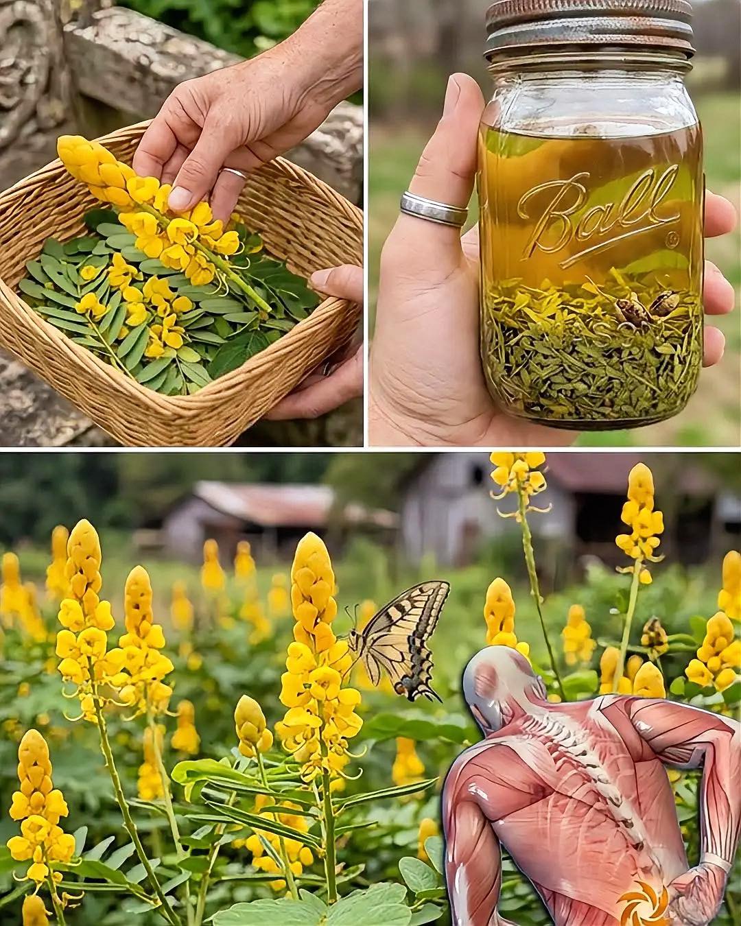 Collage de Senna alata y sus propiedades medicinales
