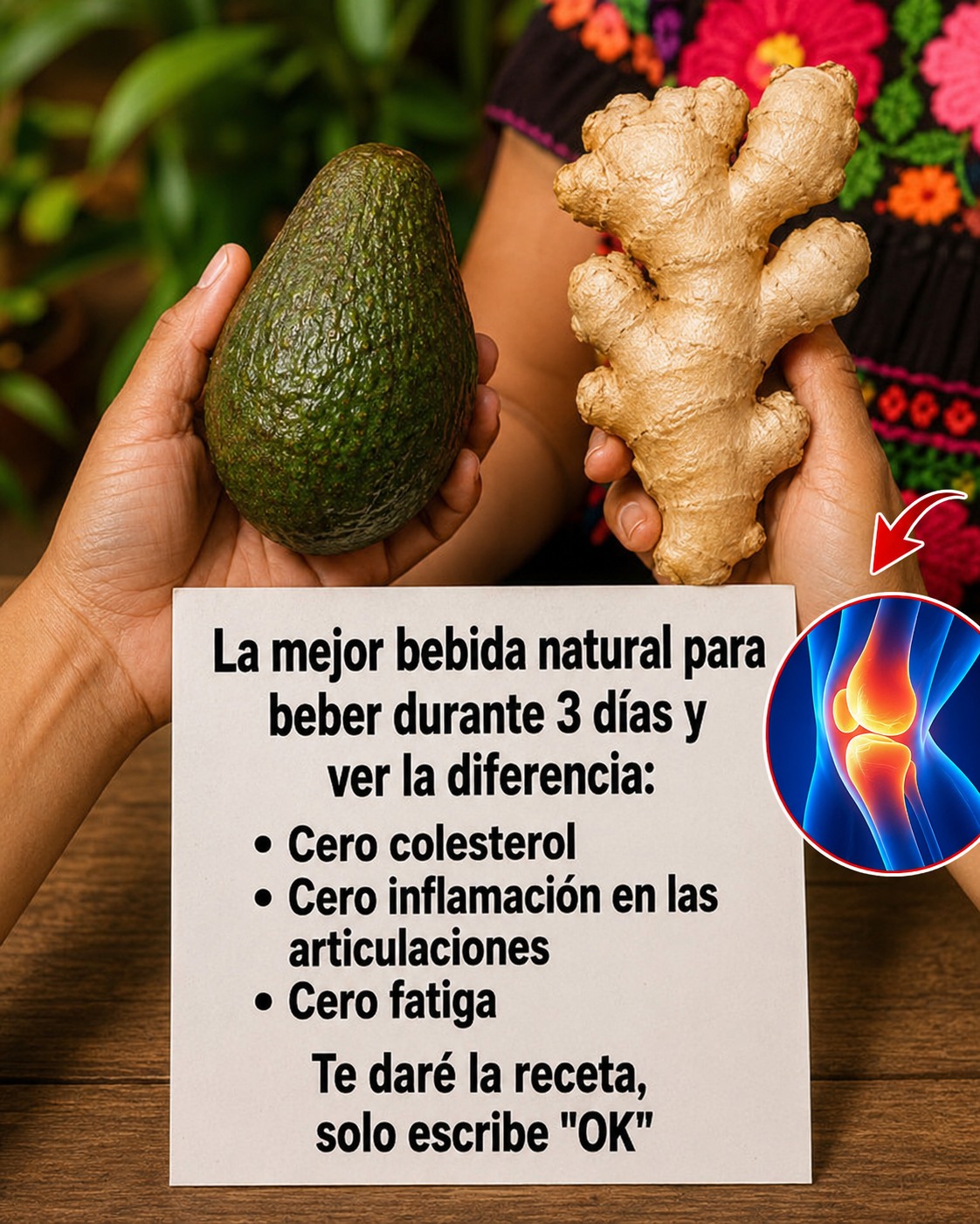 Bebida natural aguacate jengibre