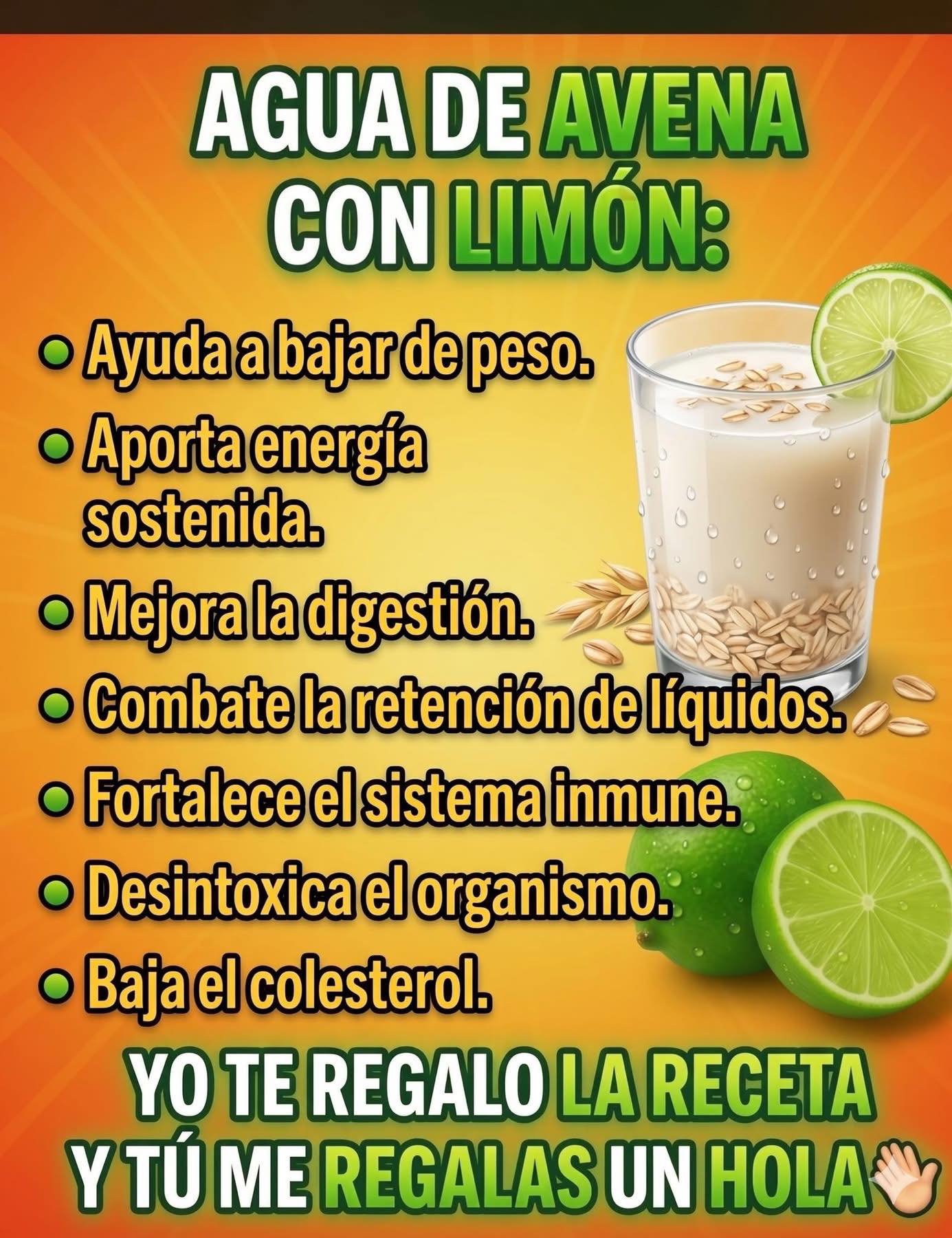 Vaso de Agua de Avena con Limón