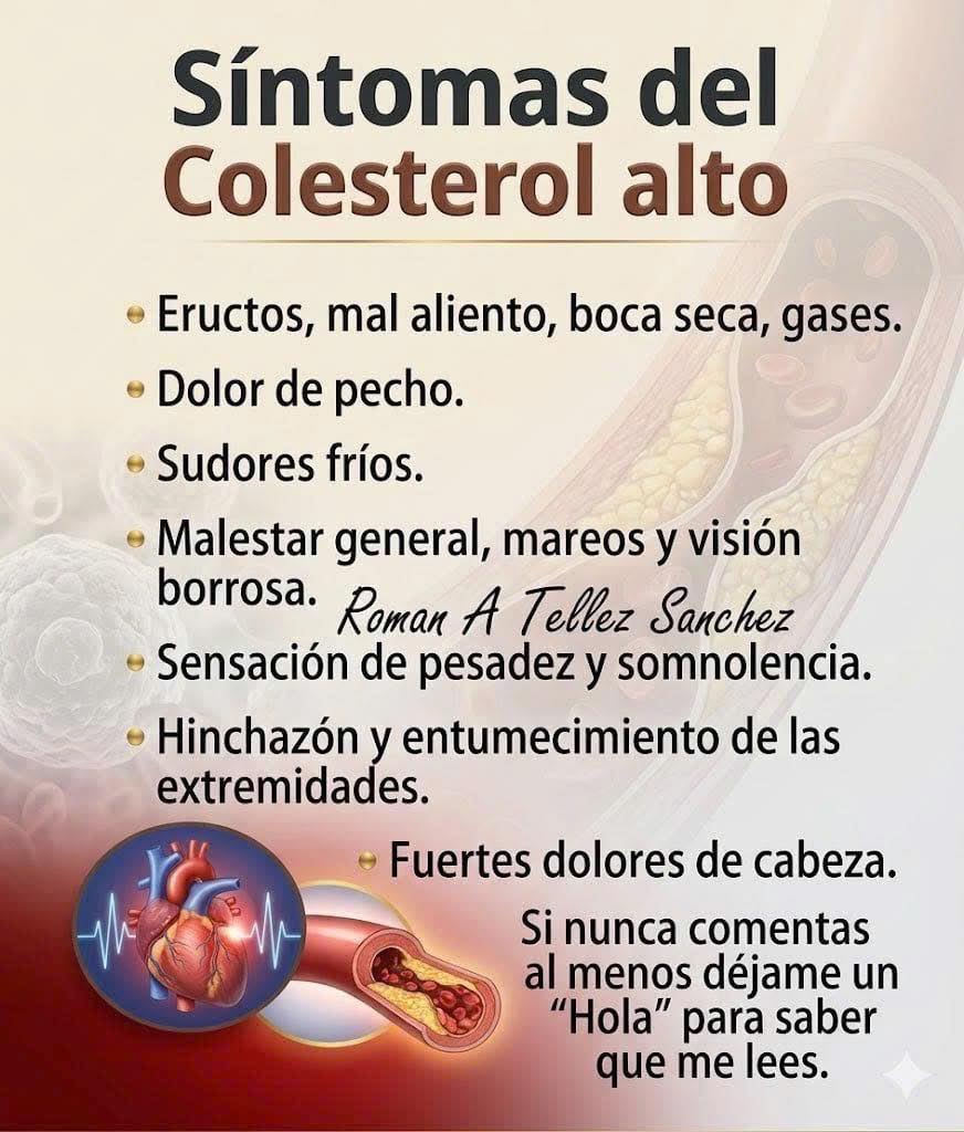 Infografía sobre síntomas de colesterol alto