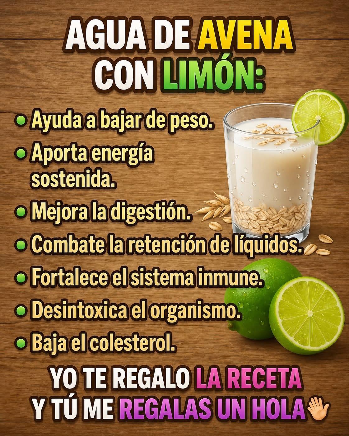 Agua de avena con limón