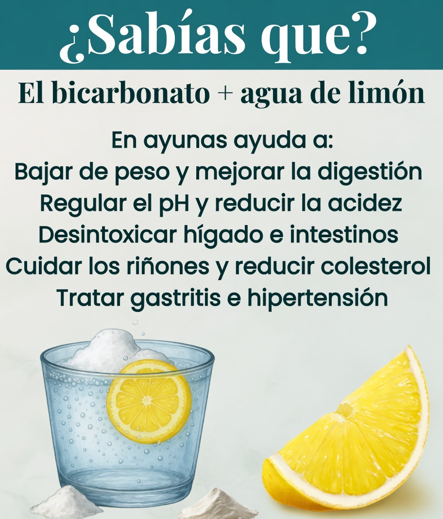 Agua con limón y bicarbonato