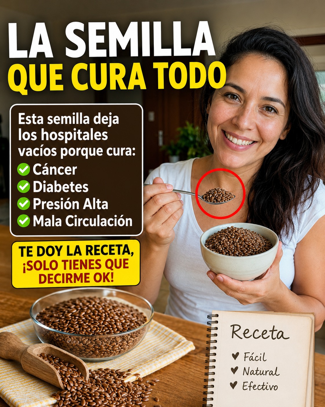 Semillas en un tazón y promoción de salud