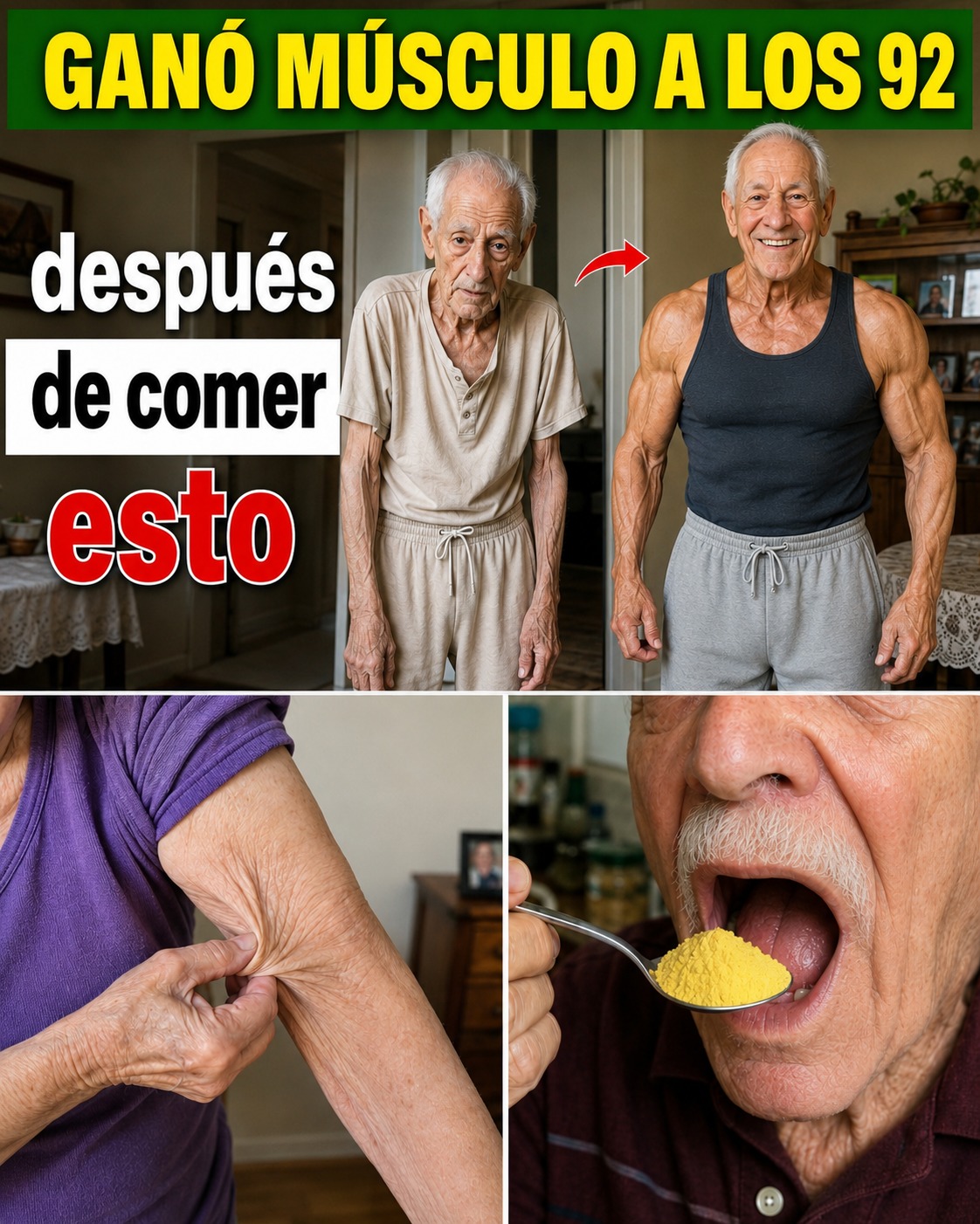 Paciente mayor comienza a ganar masa muscular