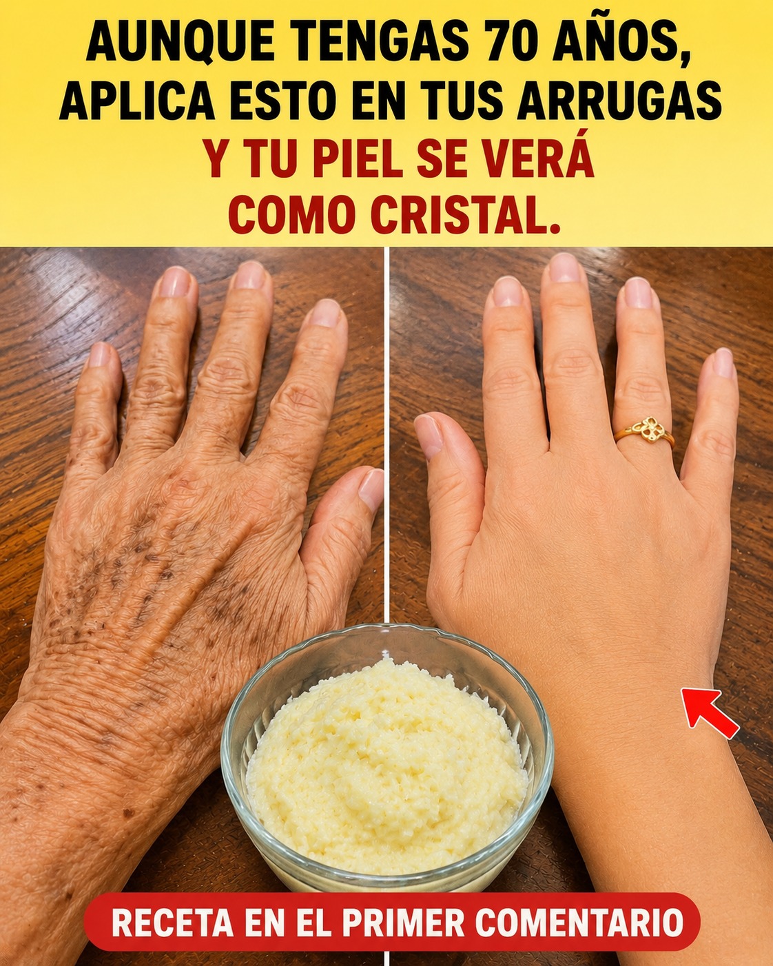 Antes y después de usar la crema de bicarbonato