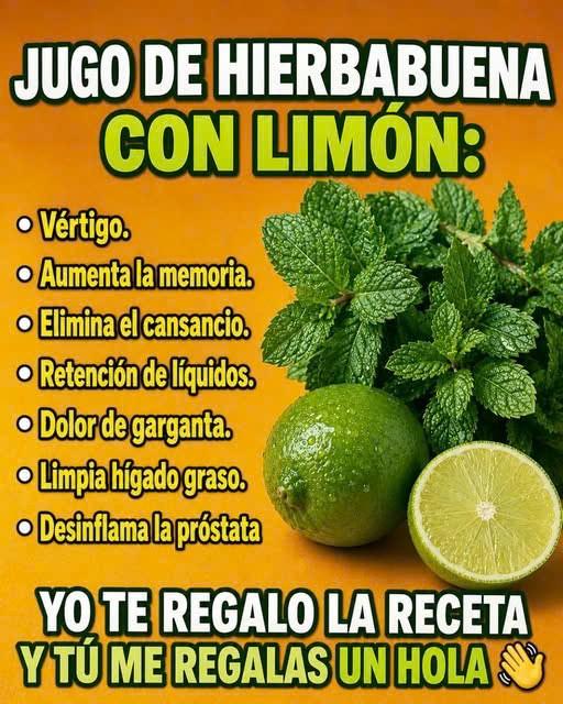 Jugo de hierbabuena con limón