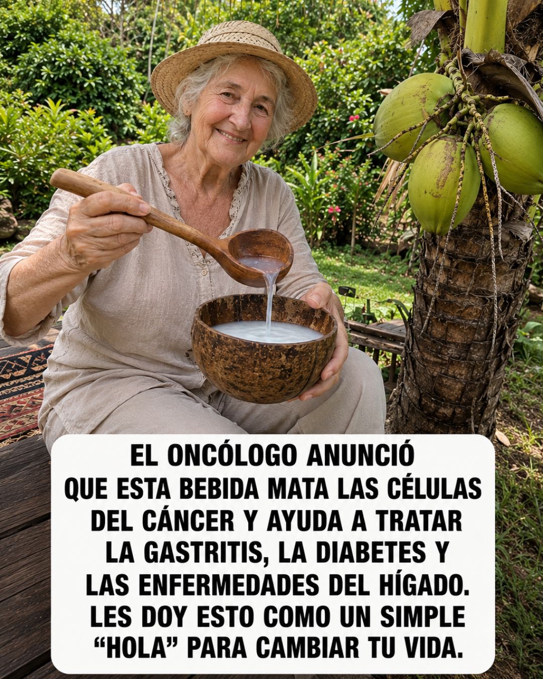 Persona mayor sosteniendo un cuenco con jugo de papa cruda