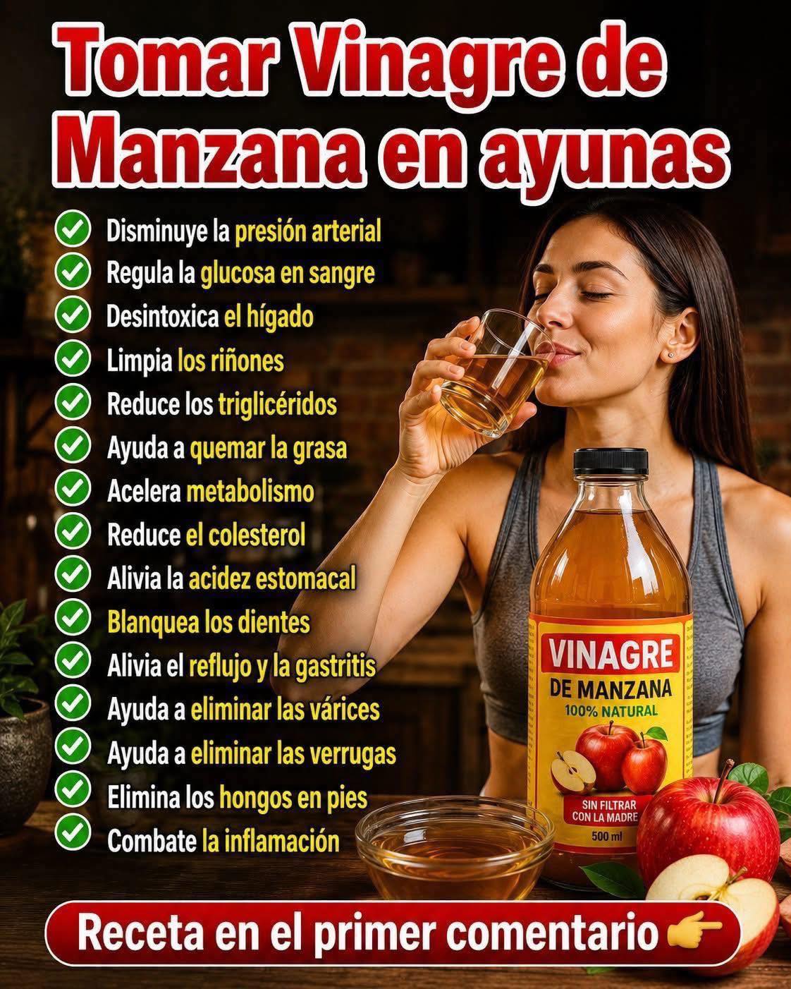 Taza con vinagre de manzana