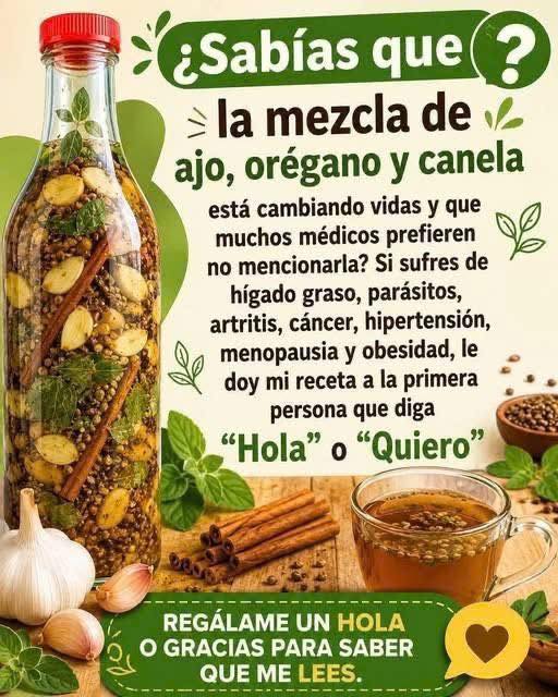 Infusión de ajo orégano y canela