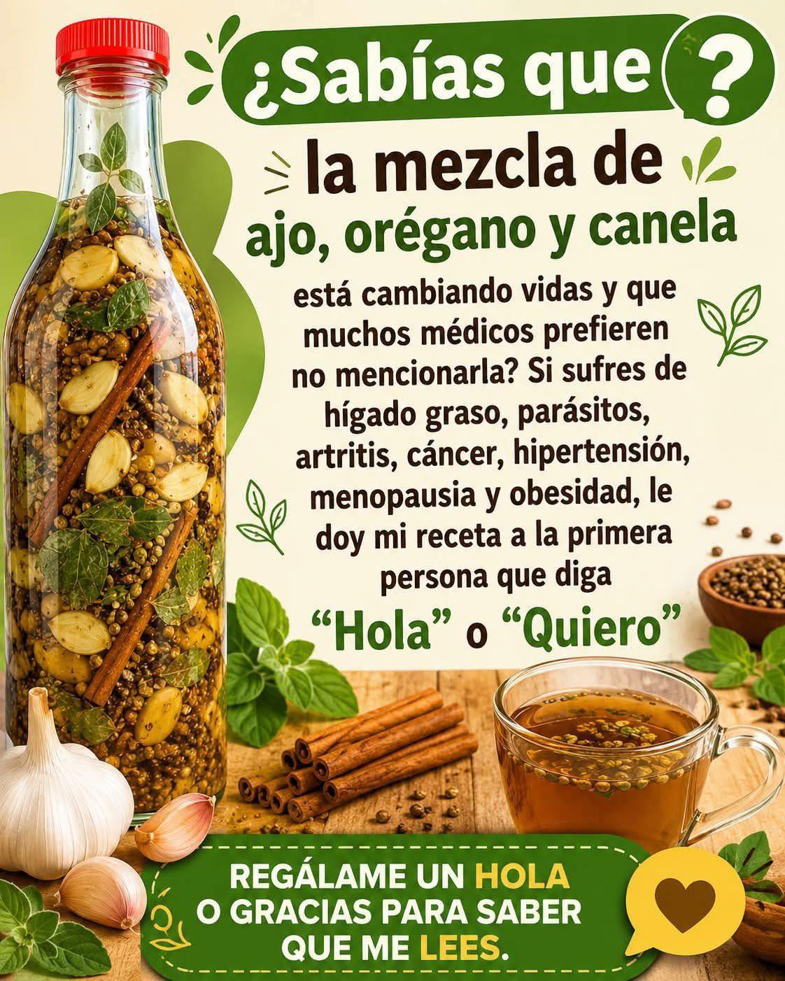 Remedio natural de ajo, orégano y canela