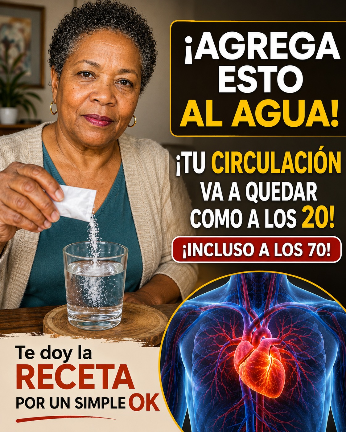 Persona agregando un mineral al agua