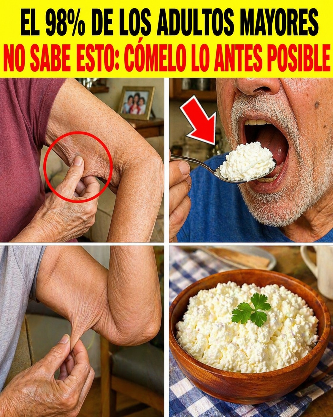 Collage de consejos de salud para adultos mayores