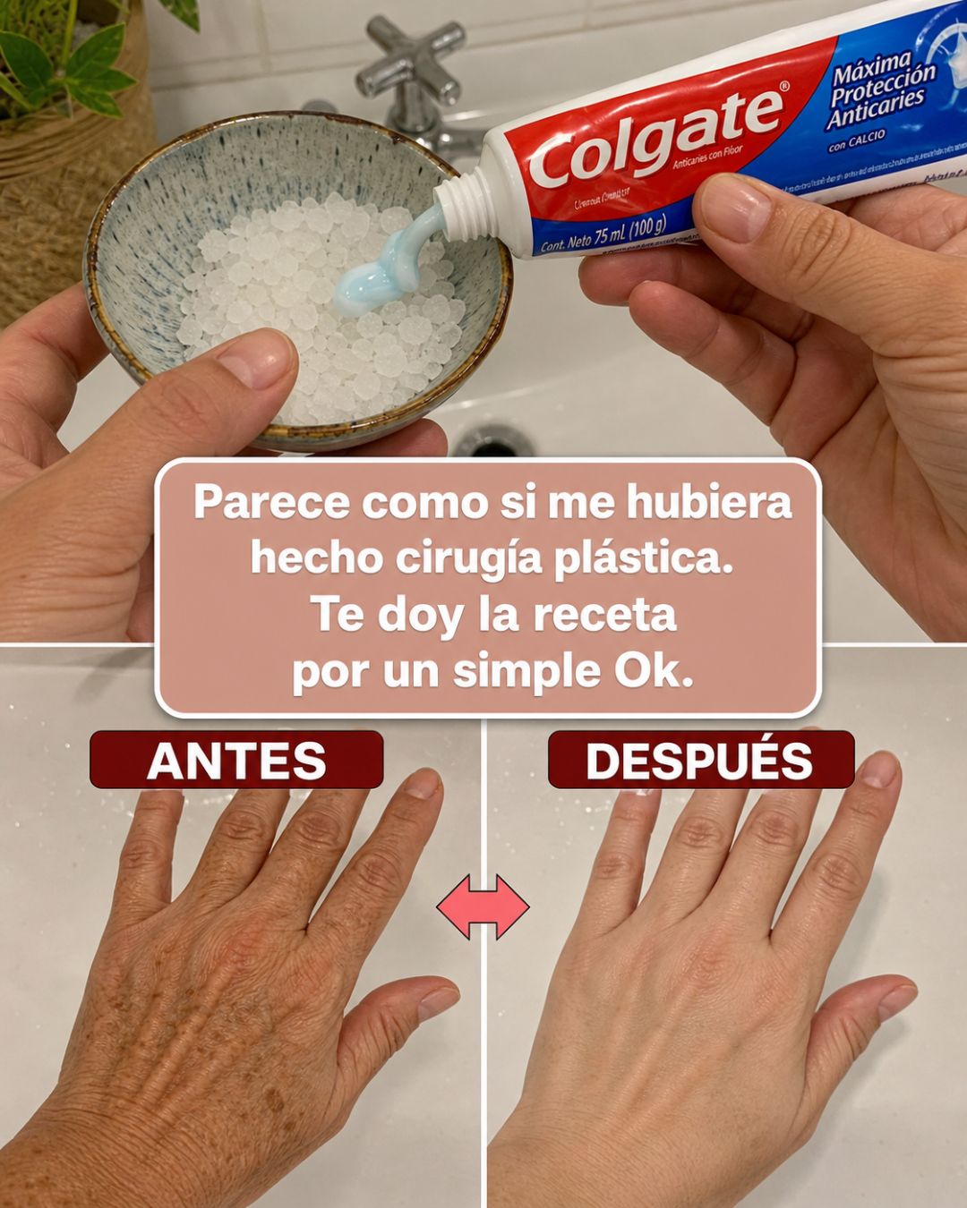Transformación de manos antes y después del tratamiento