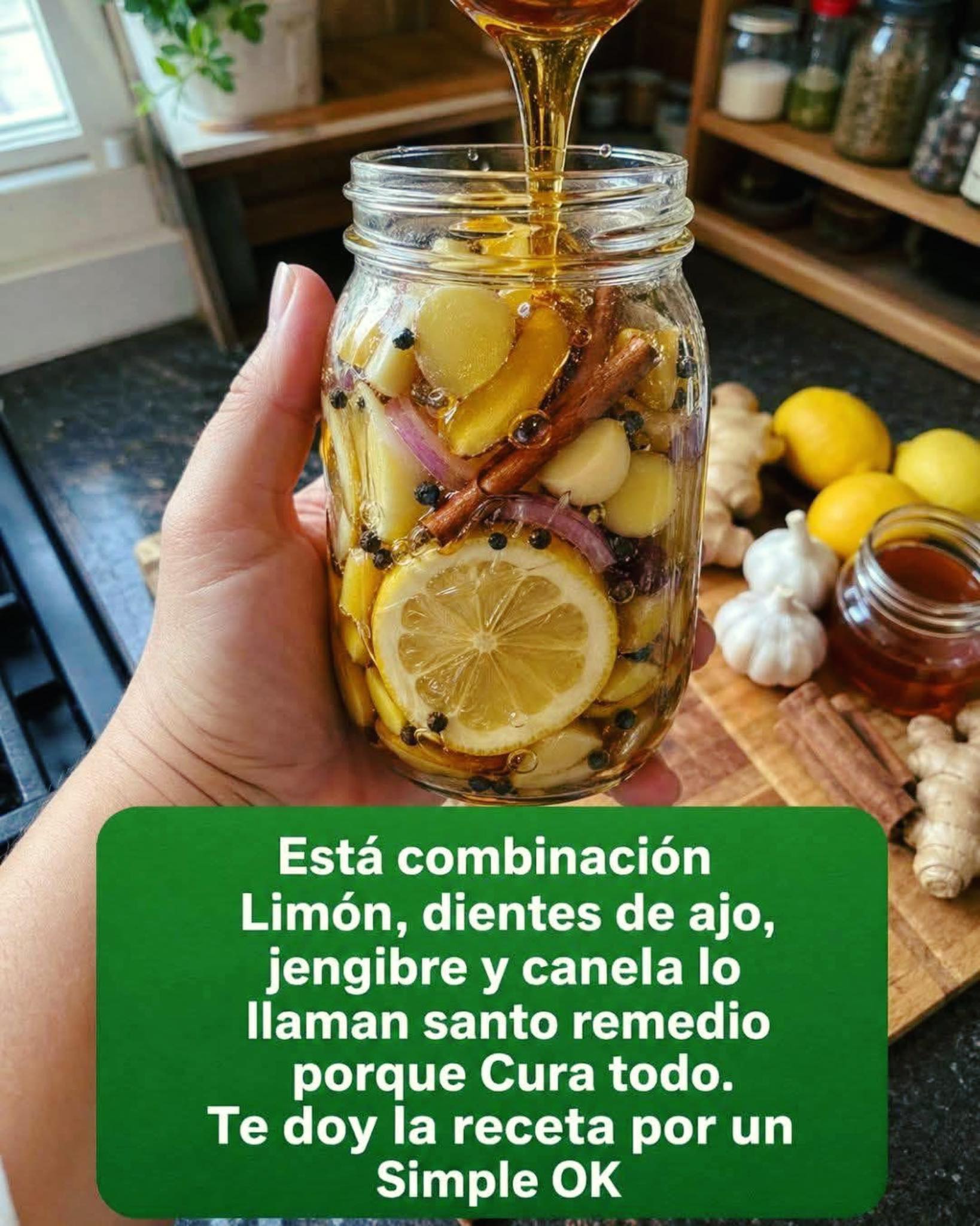 mezcla de miel ajo jengibre canela y cebolla