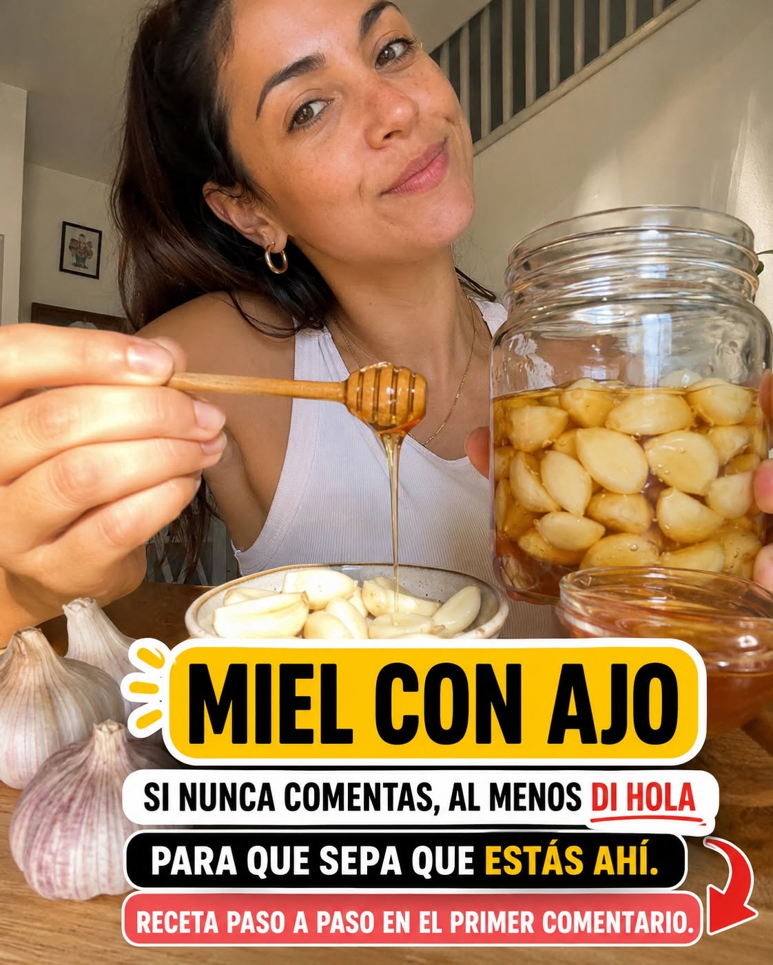 Frasco de ajo con miel
