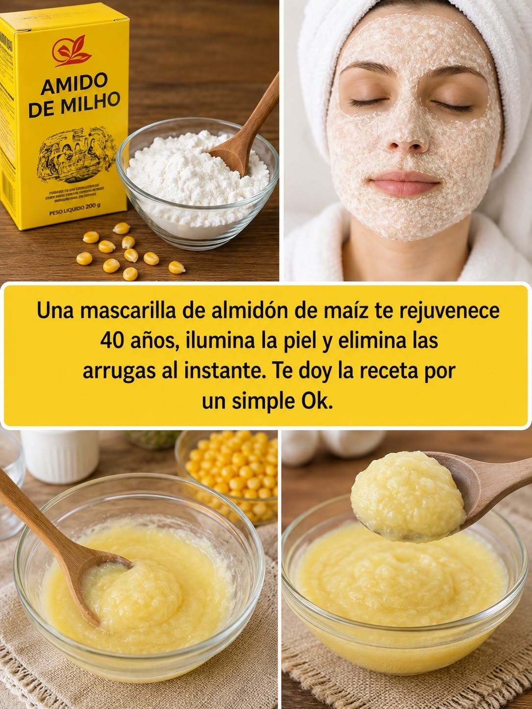 Mascarilla de maicena en el rostro