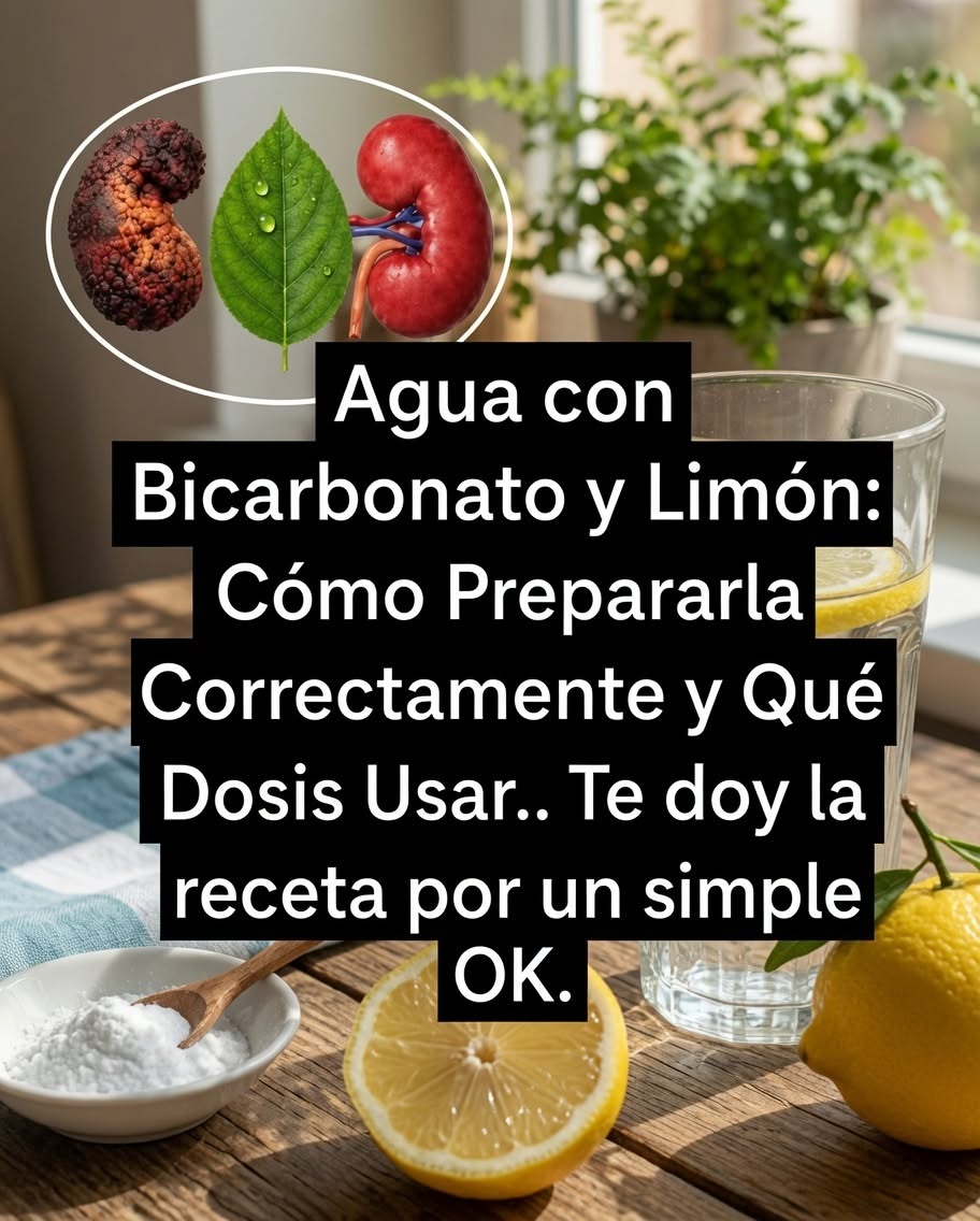 Bebida de agua con limón y bicarbonato