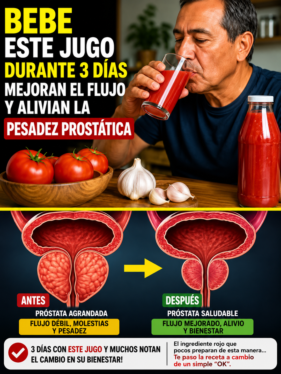 Jugo de tomate y ajo