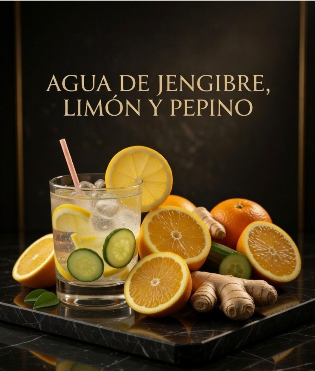 Agua de Jengibre Limón y Pepino