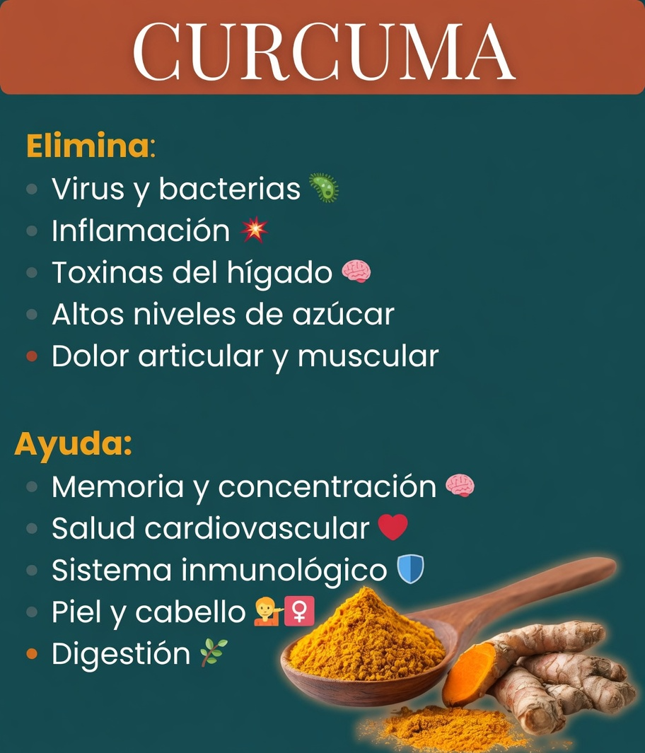 Cúrcuma en polvo y raíces de cúrcuma