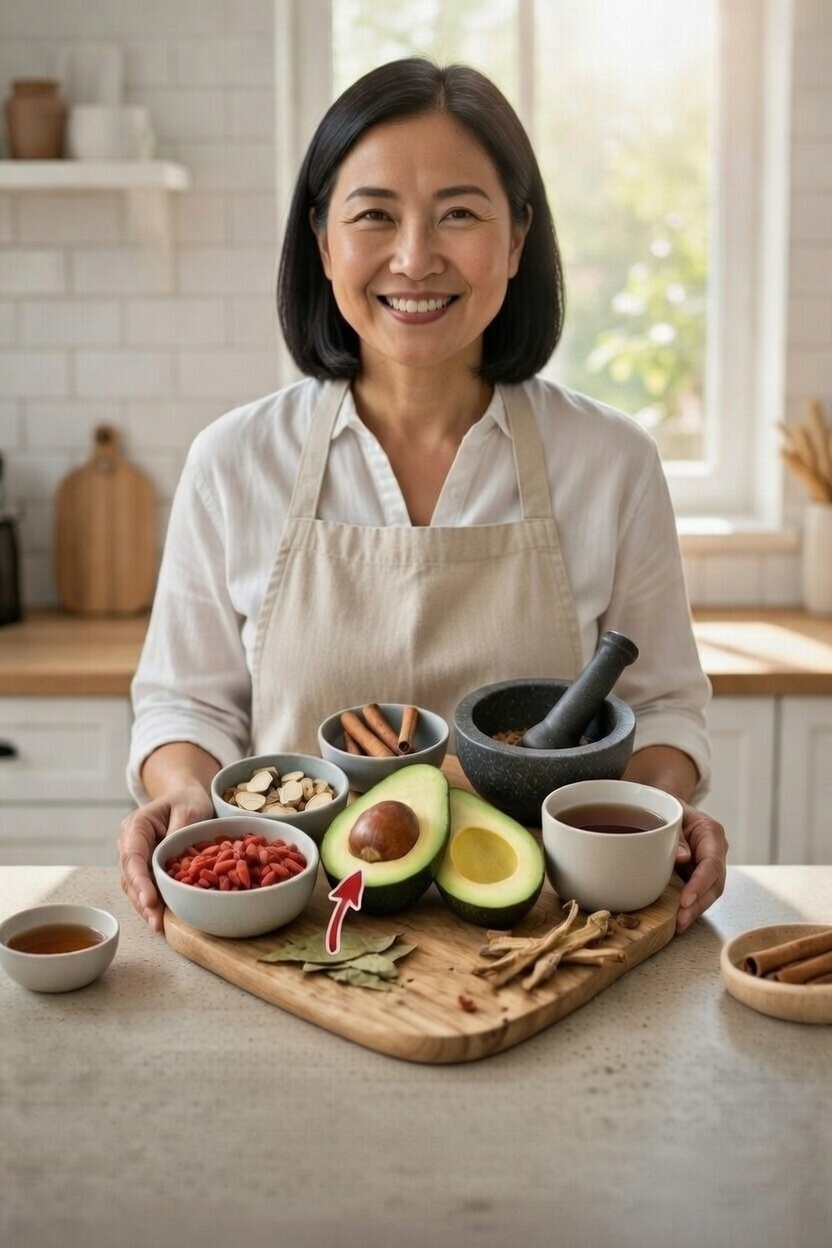 Ingredientes naturales y aguacate