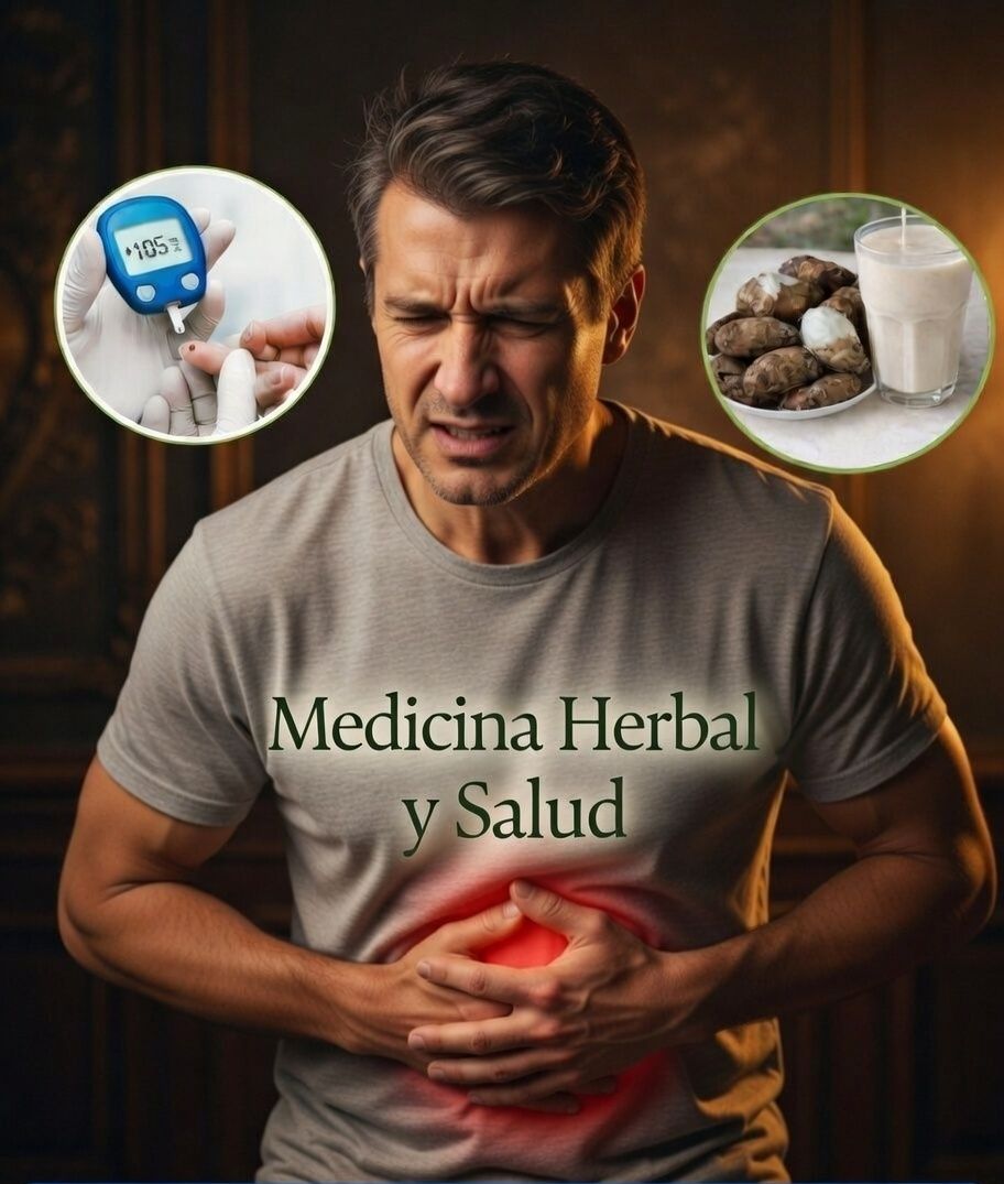 Hombre con raíces de taro como medicina herbal