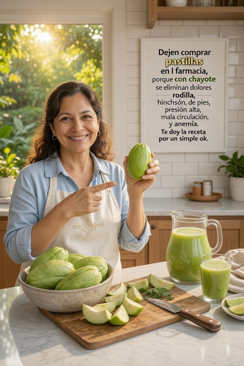 Chayote y jugo verde