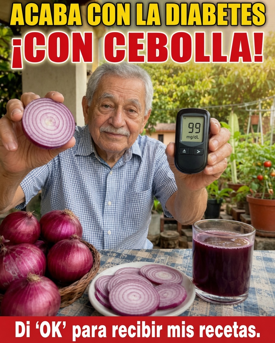 Cebolla morada y medidor de glucosa