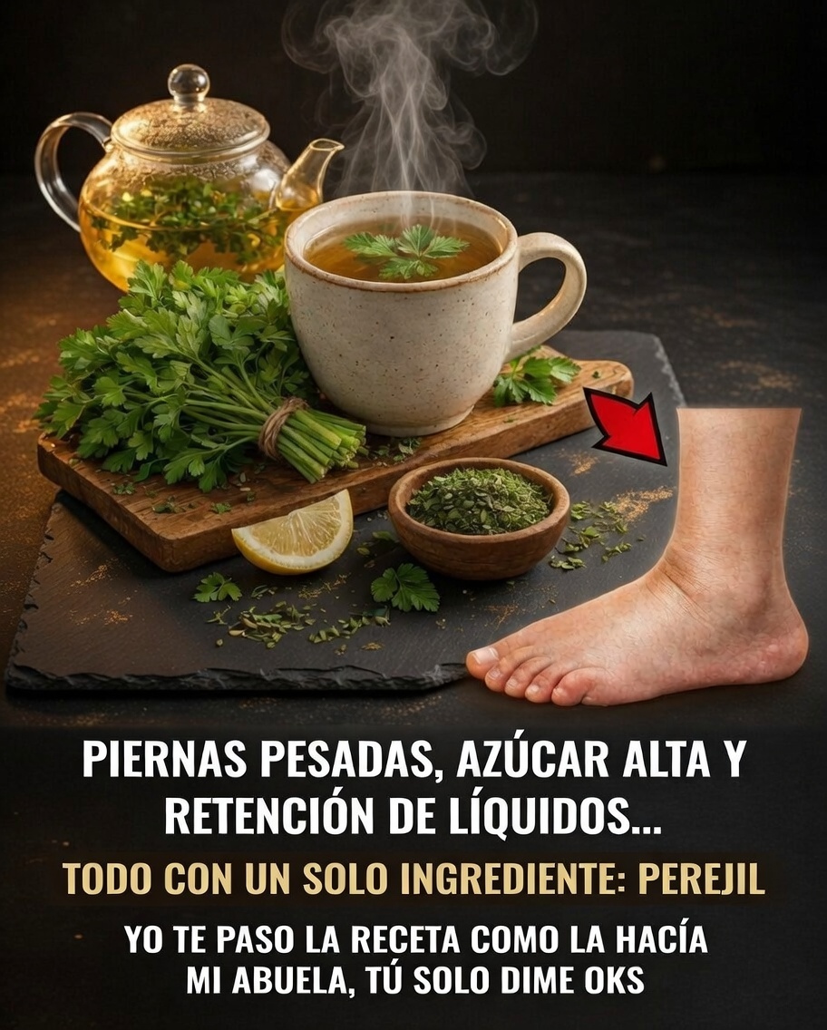 Té de perejil con limón y perejil fresco