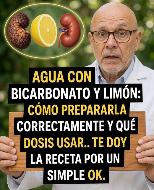 Bebida de agua con limón y bicarbonato
